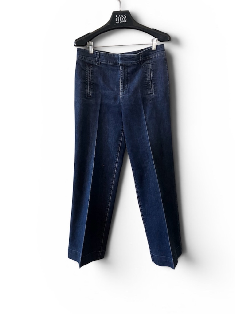 Loft Trouser Jeans Size 8 Slant Pockets Seamed Dark Wash Mid Rise
